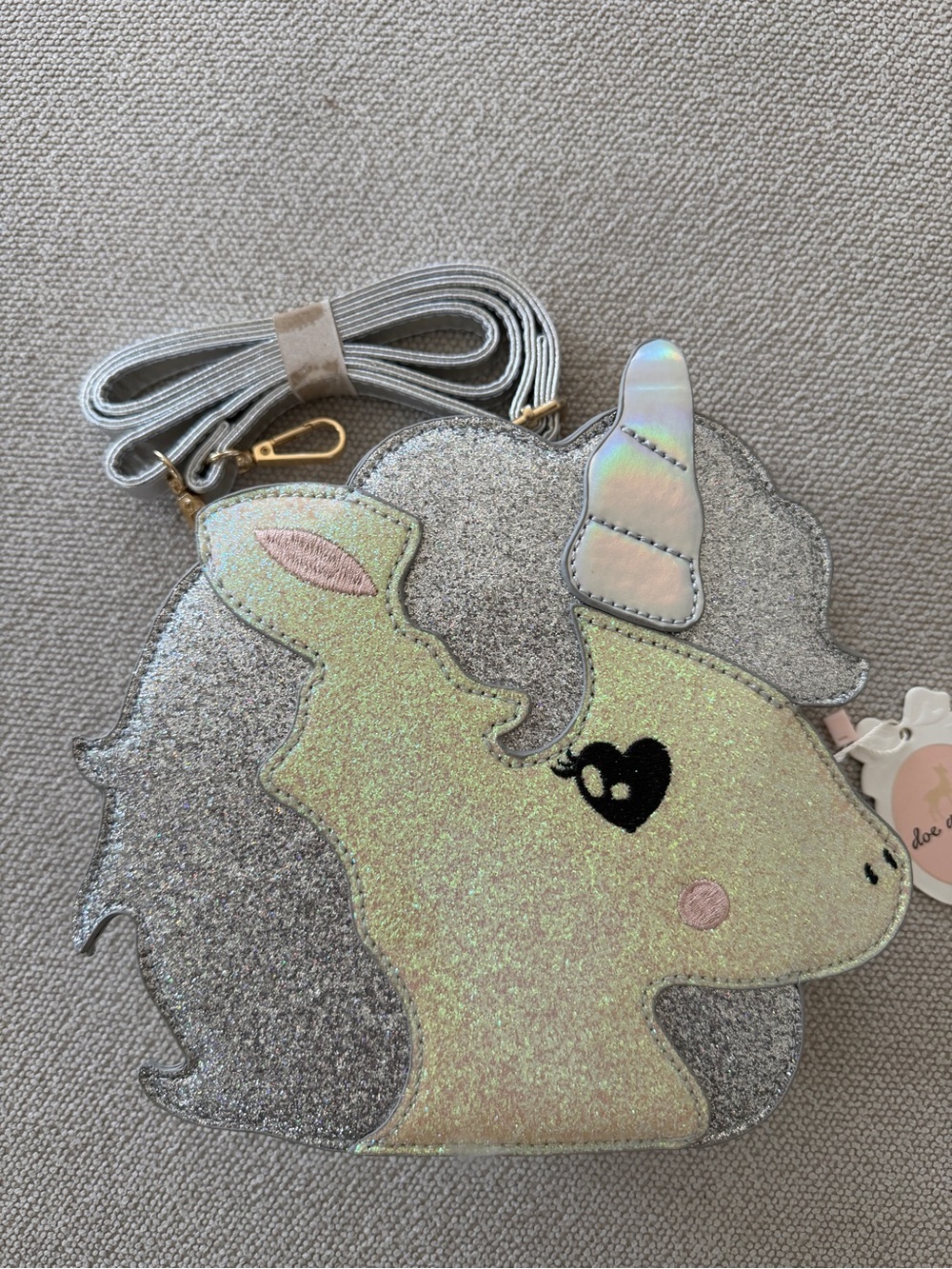 Doe & Dear Iridescent Silver Unicorn Kids Crossbody Bag